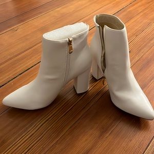 White high heel booties, brand new